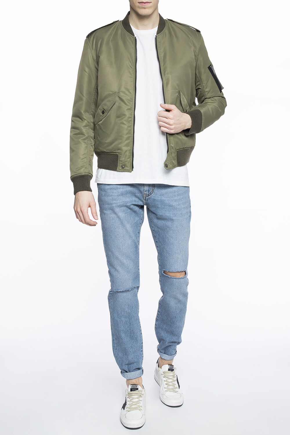 Saint laurent green top bomber jacket